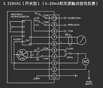 220VAC開關(guān)型<a href='http://m.mybalin.cn/Product/diefa/diandongdiefa/' target='_blank'>電動(dòng)<a href='http://m.mybalin.cn/Product/diefa/' target='_blank'>蝶閥</a></a>接線圖