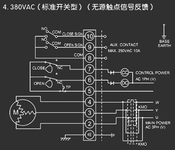 380VAC標(biāo)準(zhǔn)開關(guān)型<a href='http://m.mybalin.cn/Product/diefa/diandongdiefa/' target='_blank'>電動(dòng)<a href='http://m.mybalin.cn/Product/diefa/' target='_blank'>蝶閥</a></a>接線圖