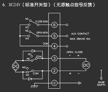 ＤＣ24Ｖ標(biāo)準(zhǔn)開關(guān)型<a href='http://m.mybalin.cn/Product/diefa/diandongdiefa/' target='_blank'>電動(dòng)<a href='http://m.mybalin.cn/Product/diefa/' target='_blank'>蝶閥</a></a>接線圖